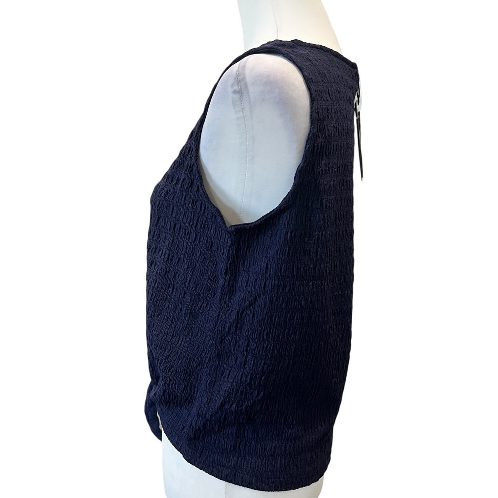Sanctuary Link Up Button Front Tank Top Textured Tie Hem V Neck Blue S NWT - Picture 8 of 11